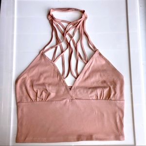 Charlotte Russe: Beige/Nude halter crop top